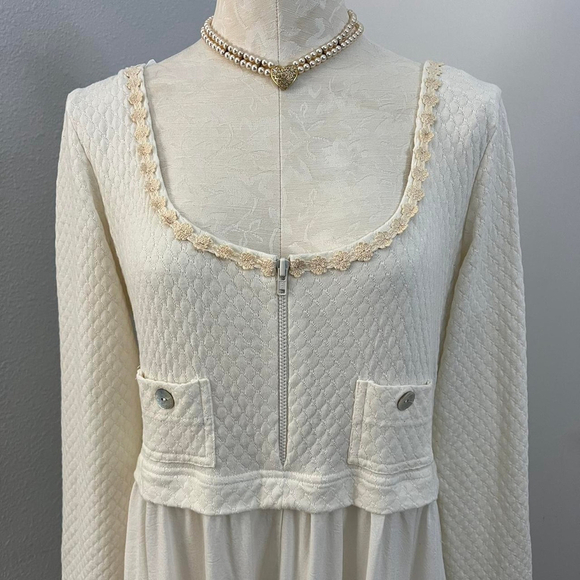 Karen Alexander 90s Vintage Cream & White Maxi Dress - Size 12 - Picture 2 of 5